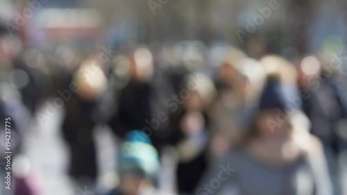 Wallpaper Mural Blurred  bokeh Anonymous Crowd Pedestrians On The Winter Street In City. . Torontodigital.ca