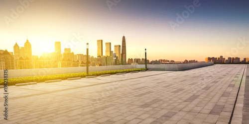 Canvas Print Amazing view to Suzhou City Center at sunset