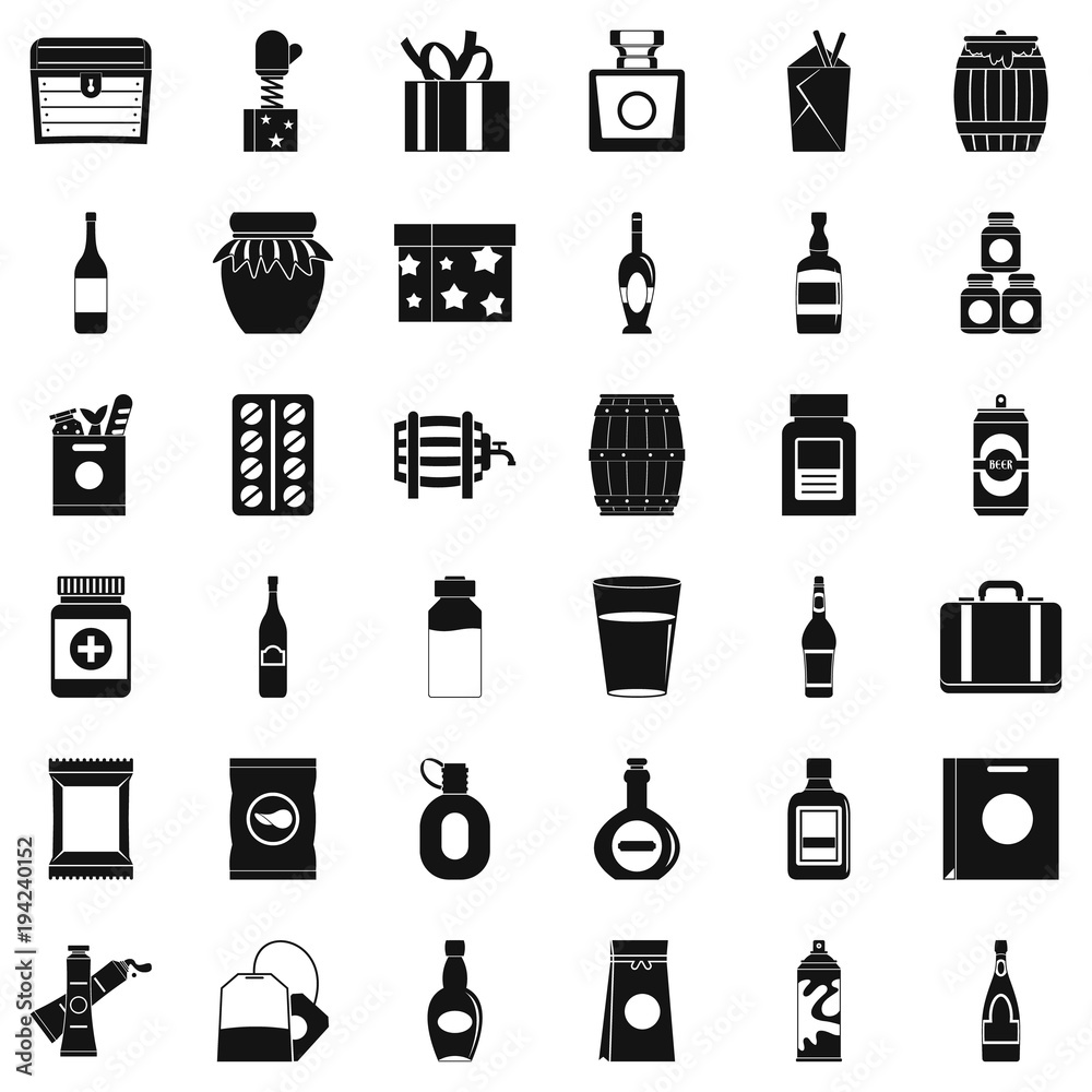 Housing stock icons set, simple style