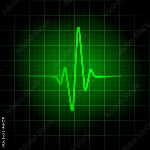 Green medical background. Heartbeat line illustration for design