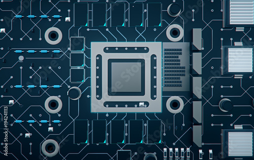 Electronic chip,3d rendering.