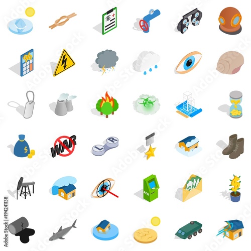 Human intervention icons set, isometric style