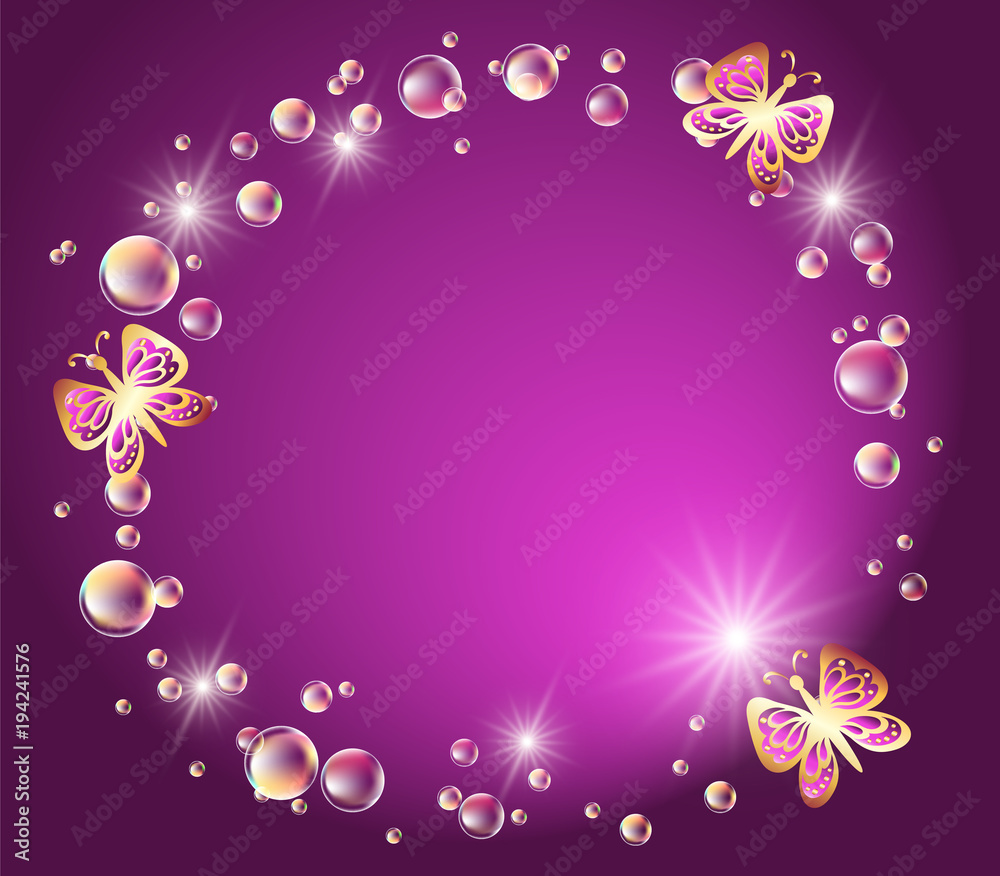 Background with butterfly and bubbles