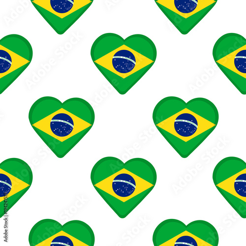Free Download Seamless pattern from the hearts with the flag of  Brazil. - GFXLoad