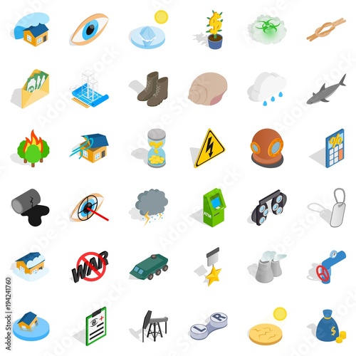 Pain icons set, isometric style