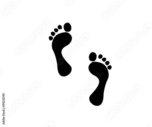  Human footprint. Black silhouette of man footprints. Vector icons isolated on white background 