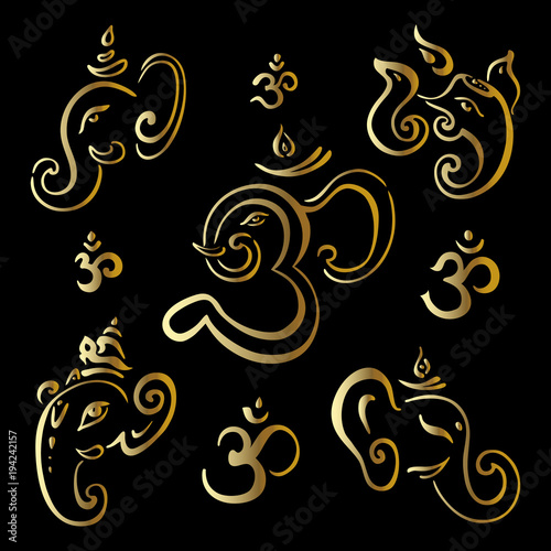 Hindu God Ganesha. Ganapati. Vector hand drawn illustration
