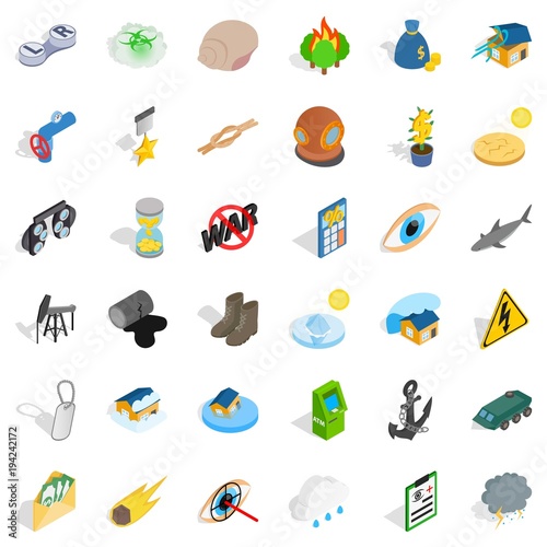 Painful icons set, isometric style