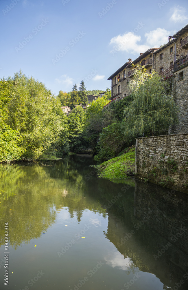 Picturesque view of the houses and pond, Rupit
