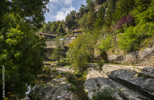 Picturesque view of the houses and river  Rupit