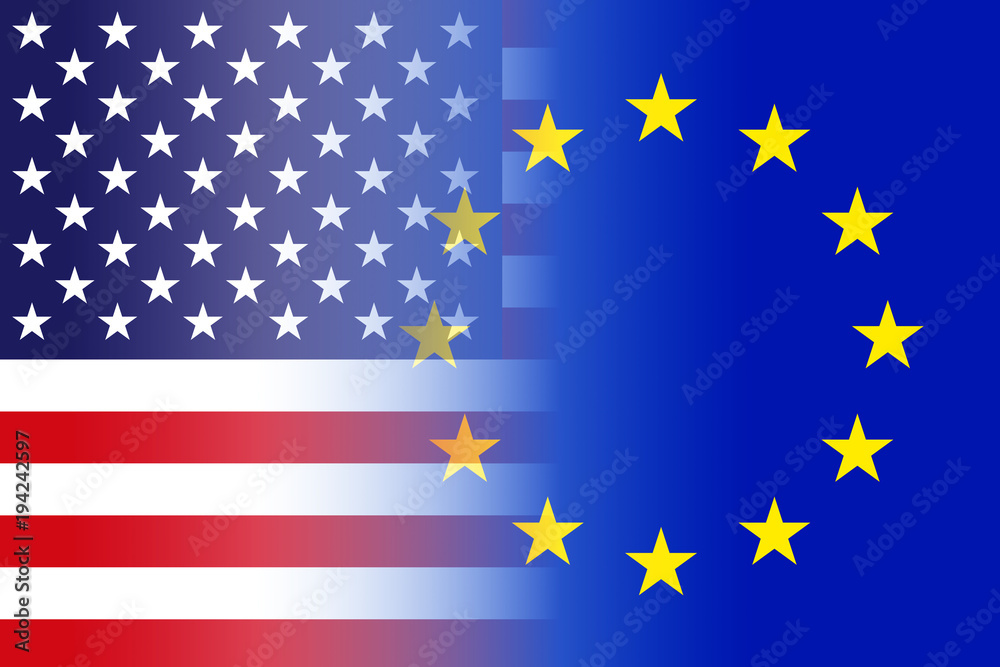 mixed united states and europe union flags mixed united states and europe union flags