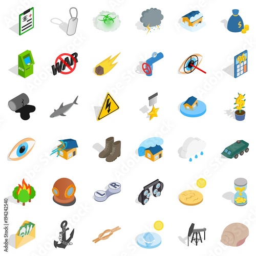 Unbearable icons set, isometric style