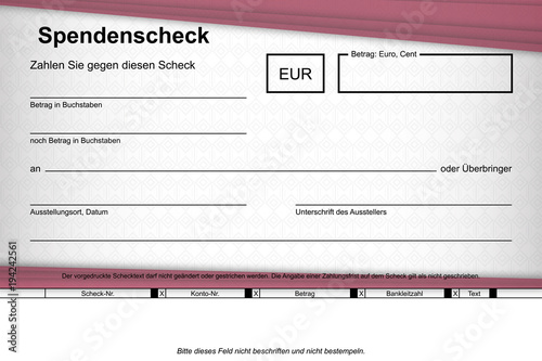 Spendenscheck Rahmen rot