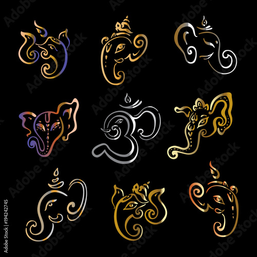 Hindu God Ganesha. Ganapati. Vector hand drawn illustration