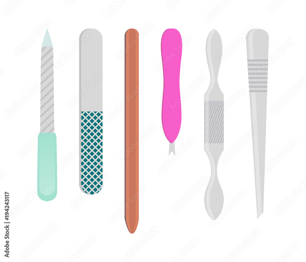 Nail Files Collection Poster Vector Illustration Nail Files Collection Poster Vector Illustration