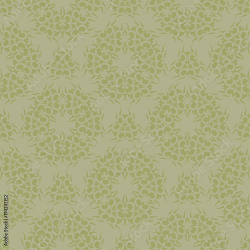 Olive green and gray floral seamless pattern