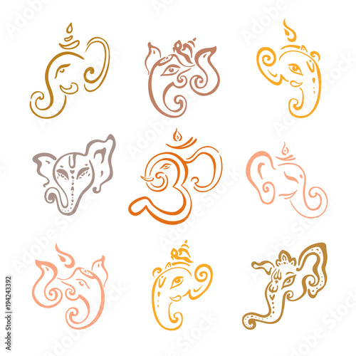 Hindu God Ganesha. Ganapati. Vector hand drawn illustration
