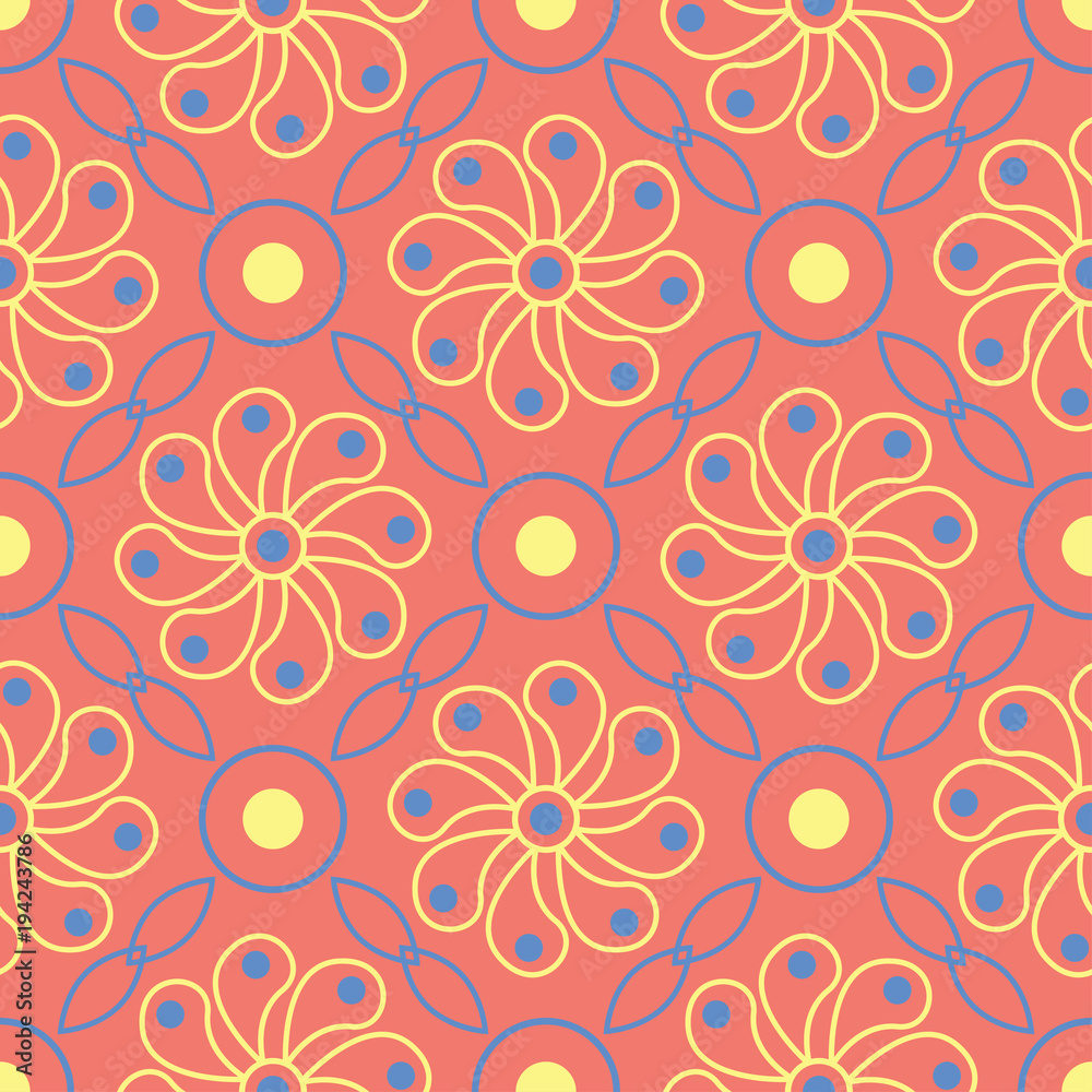 Bright colored seamless background. Red yellow and blue background