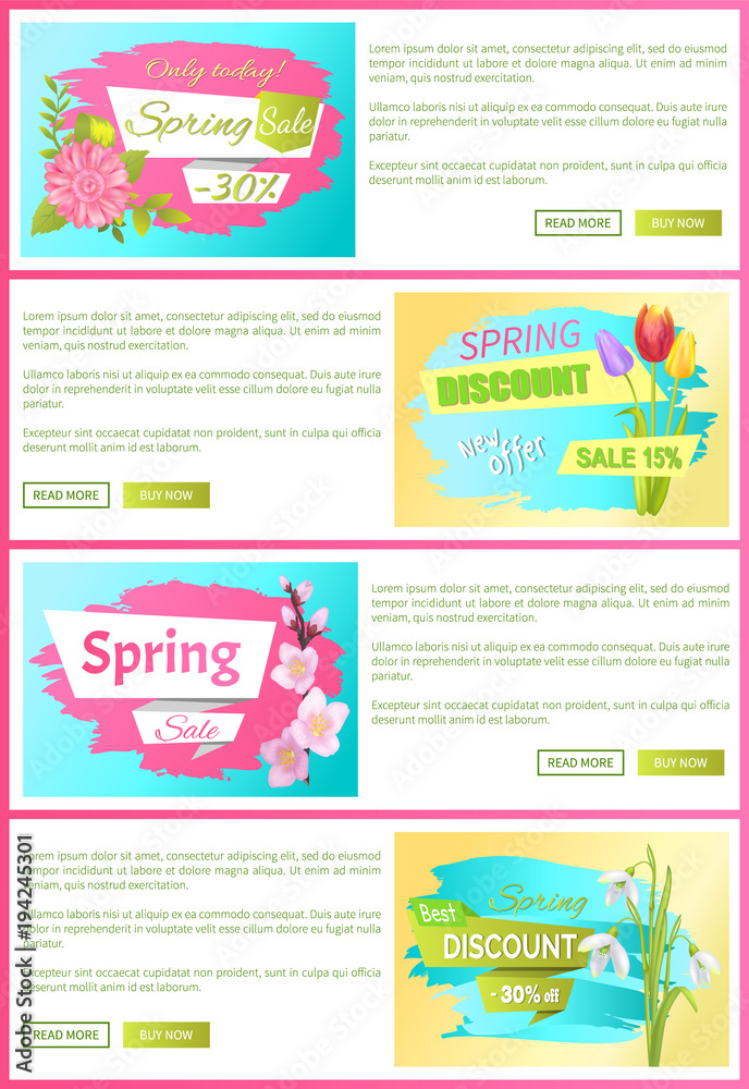 Only Today Spring Sale Set Vector Illustration