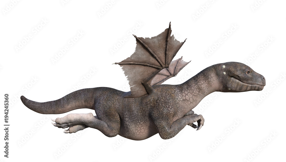 Fototapeta premium 3D Rendering Fantasy Hatchling Dragon on White