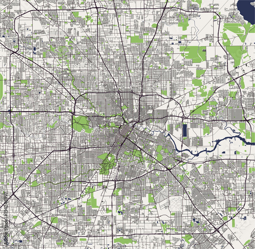 vector map of the city of Houston, U.S. state of Texas, USA