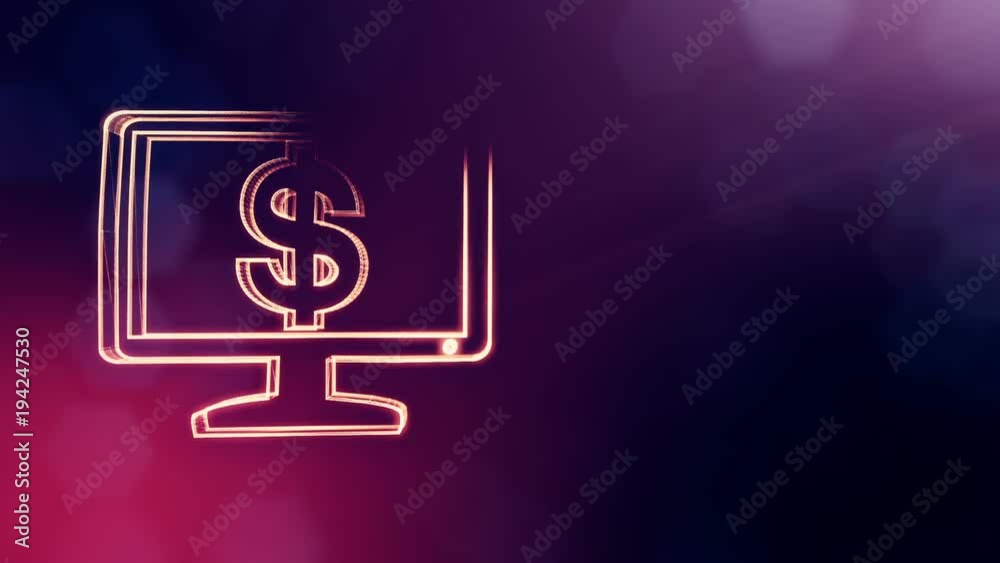 dollar sign in emblem of monitor. Finance background of luminous