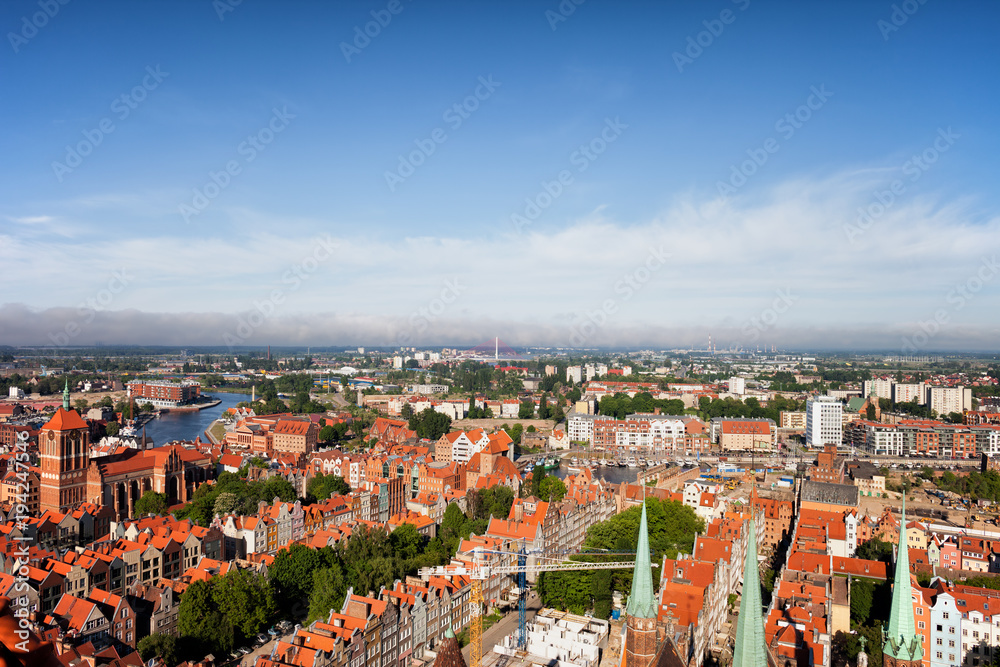 Aerial View Over City Of Gdansk In Poland