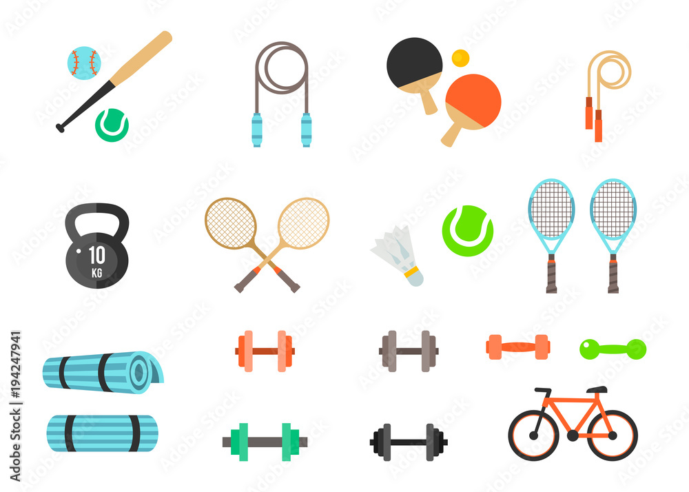 Fitness and Sport vector icons for web and mobile. Healthy lifestyle tools, elements. Fitness and Sport vector icons for web and mobile. Healthy lifestyle tools, elements.
