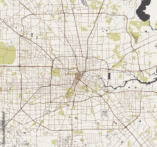 vector map of the city of Houston, U.S. state of Texas, USA