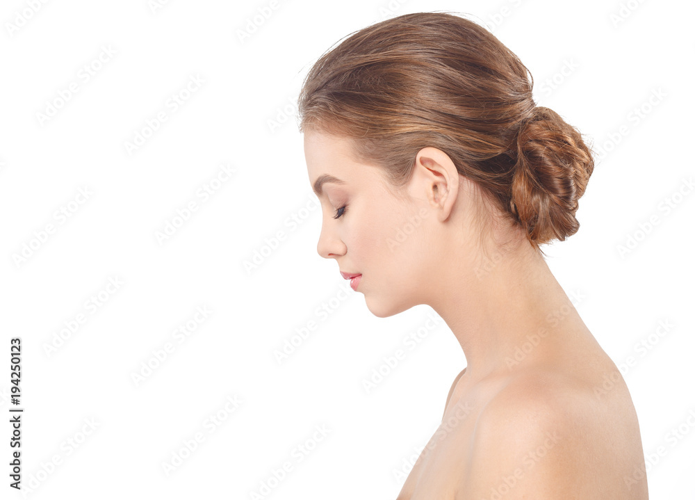 Young beautiful woman face portrait with healthy skin. Young beautiful woman face portrait with healthy skin.