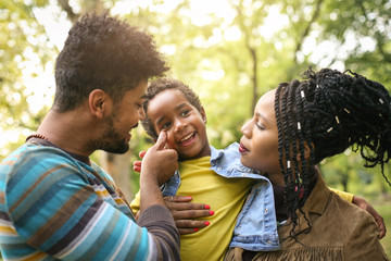 African American family in nature.