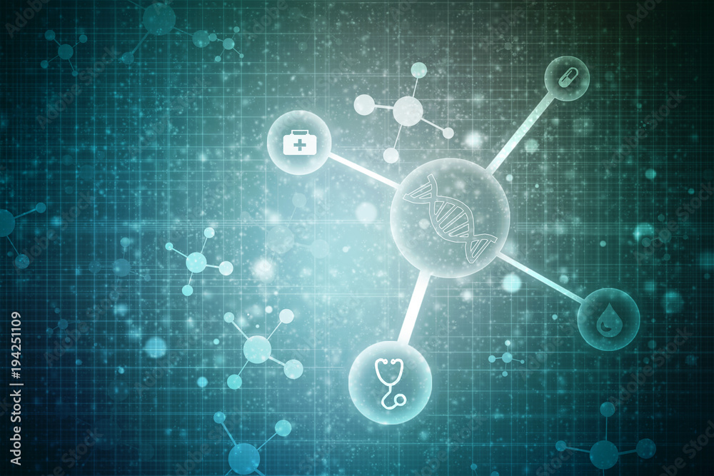 Obraz premium 2d render of dna structure, abstract background 