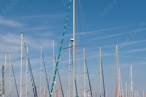 yacht mast on a blue sky background