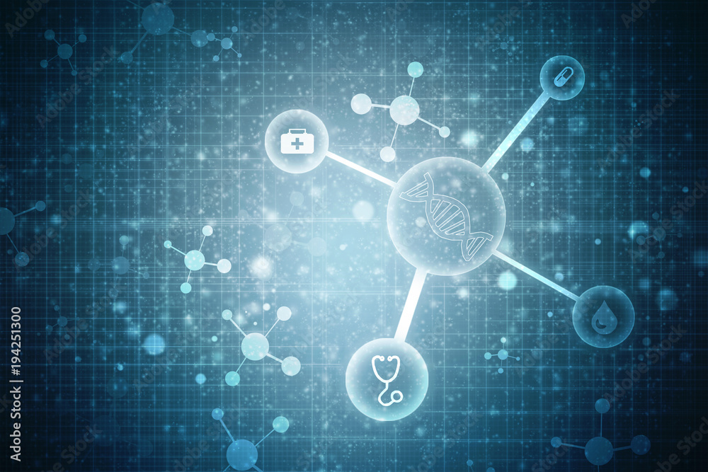 Obraz premium 2d render of dna structure, abstract background 