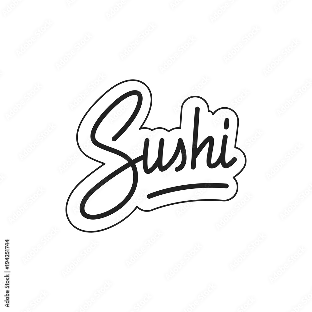 Sushi. Sushi lettering. Sushi label badge emblem sticker