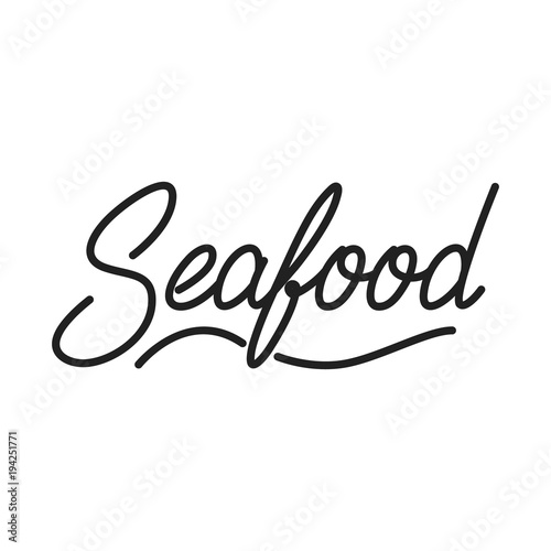 Seafood. Seafood lettering. Seafood label badge emblem sticker