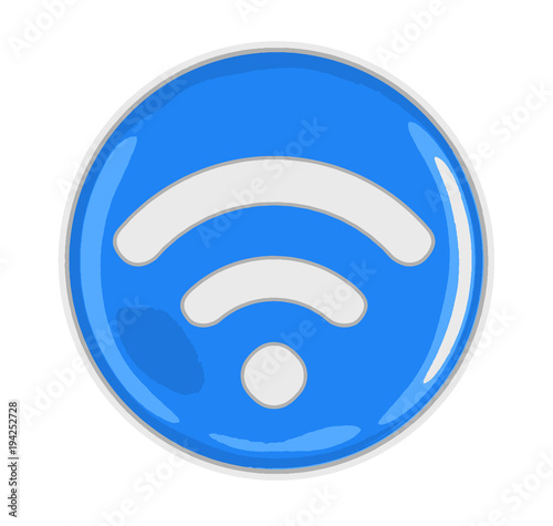 Button with Wi-Fi sign. Image with clipping path