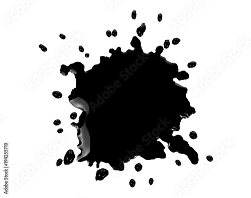 Black ink blot on white background