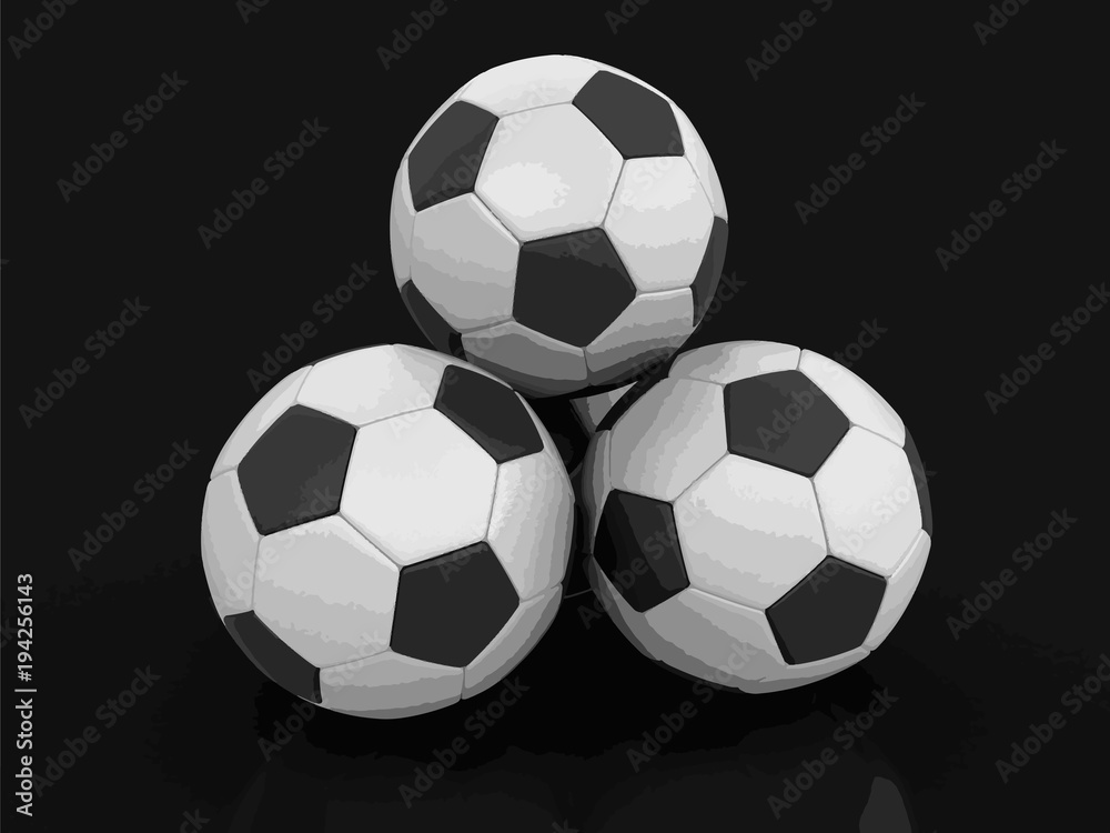 Obraz premium Pile of Soccer footballs. Image with clipping path