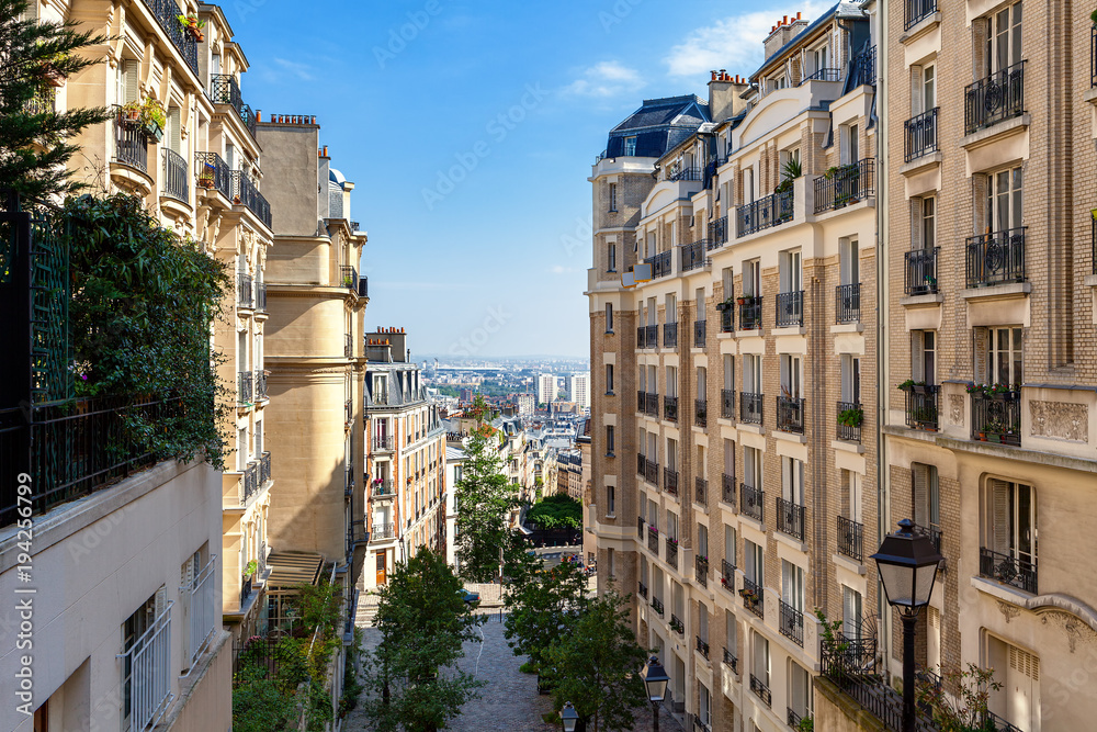 Modern residential buildings on Montmarte in Paris.