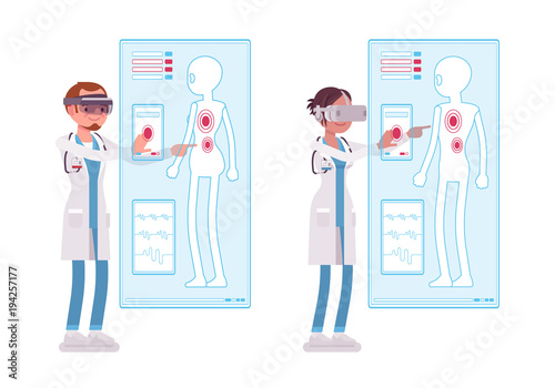 Male and female doctor doing vr diagnostics