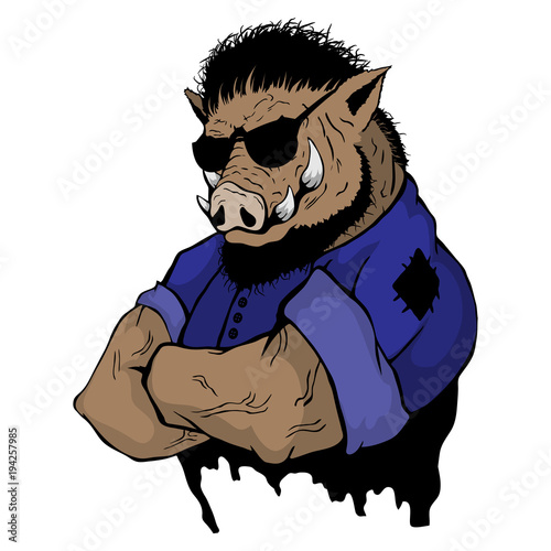 Isolated vector illustration a strong wild boar - man.