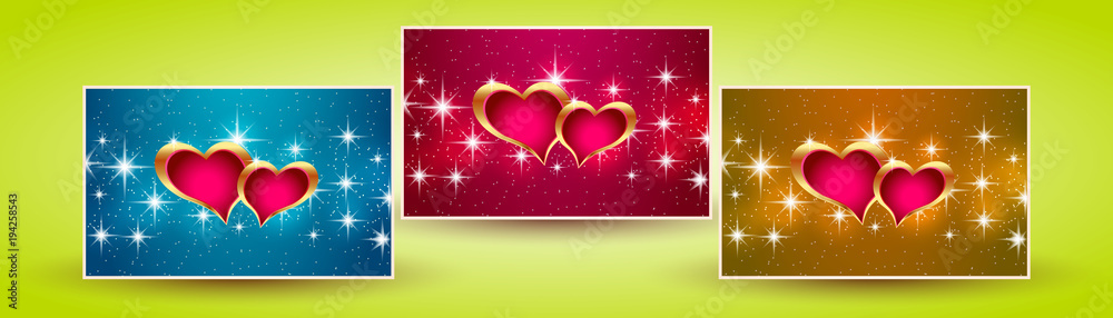 Banners hearts valentine. Stars on the background. Vector illustration Banners hearts valentine. Stars on the background. Vector illustration