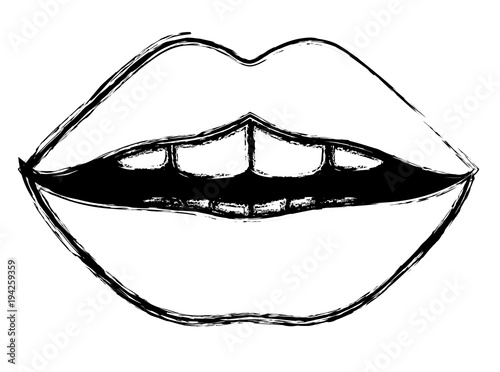 sensuality lips with teeth vector illustration design