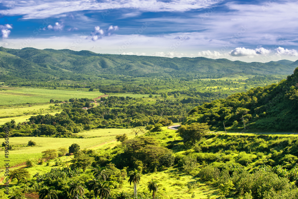 Beautiful panoramic view of valle de Los Ingenios, Trinidad, Cuba