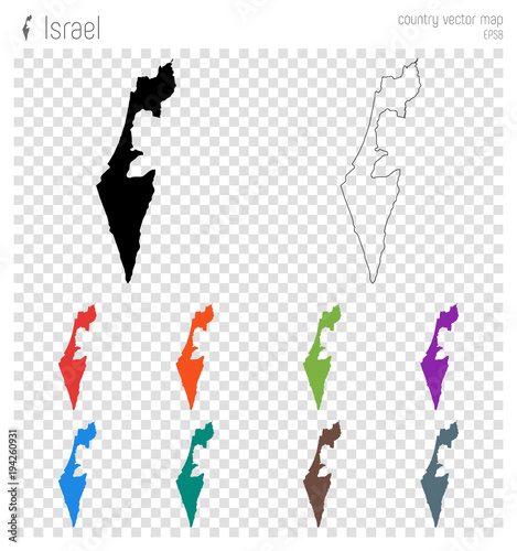 Israel high detailed map. Country silhouette icon. Isolated Israel black map outline. Vector illustration.