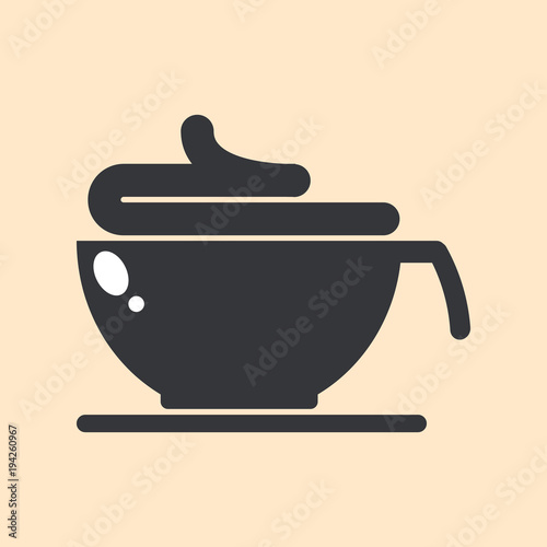 Icon with cup of aroma hot coffee