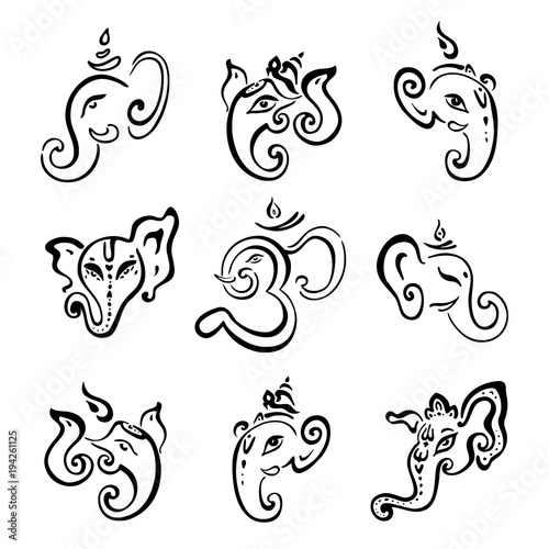 Hindu God Ganesha. Ganapati. Vector hand drawn illustration