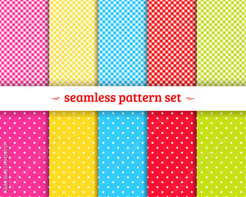 Spring geometric seamless patterns set vector