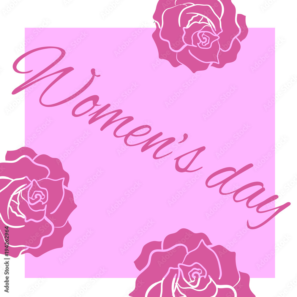 Square greeting card women's day with three roses Square greeting card women's day with three roses